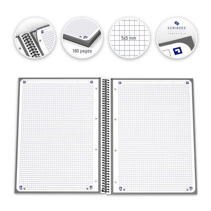 Notebook1 A4 Tapa Extradura 80H 5X5 Oxford Gris