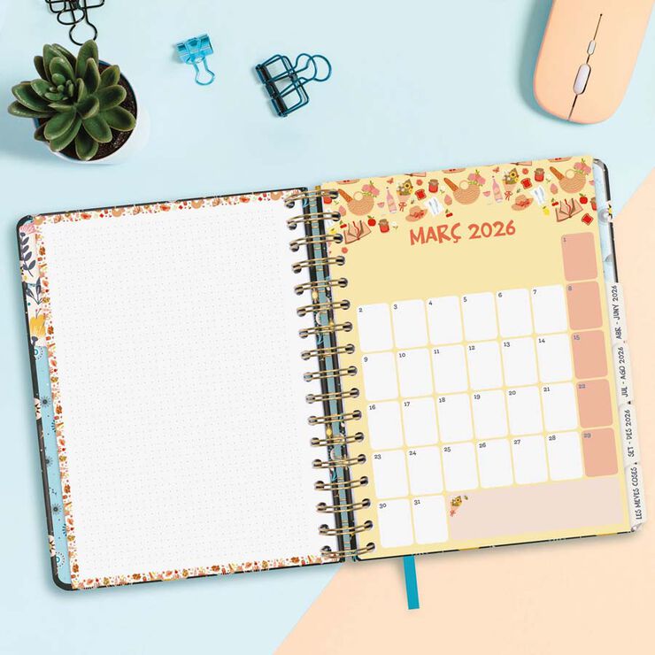 Agenda Finocam 16 mesos Vitae 1/4 setm/vista cat 2025-26 negre