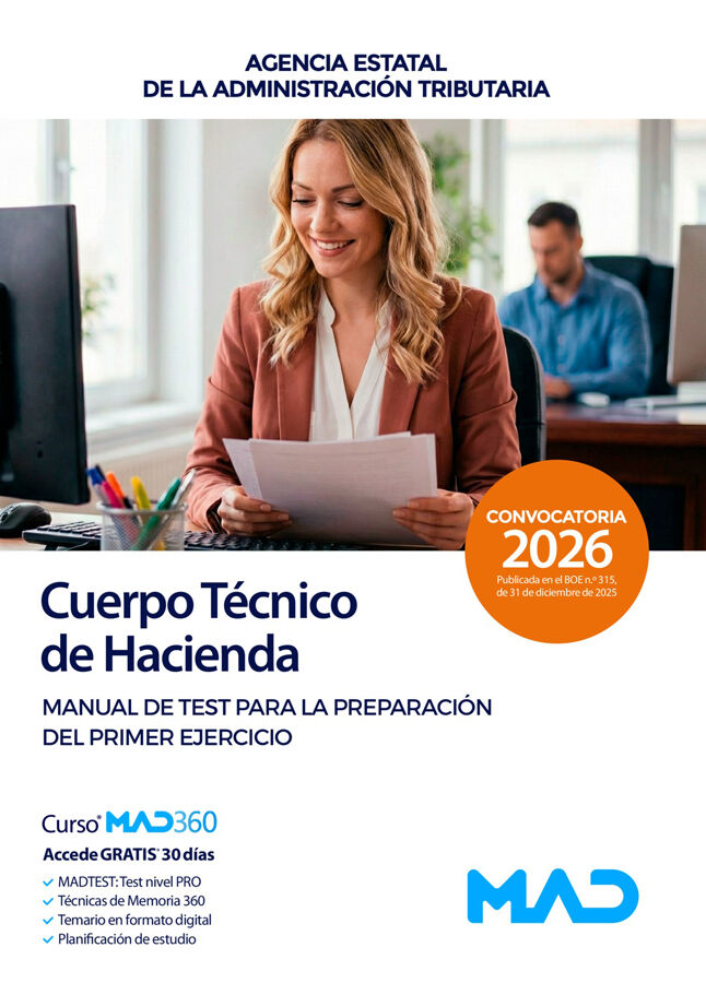 Cuerpo T&eacute;cnico de Hacienda. Agencia Estatal de Administraci&oacute;n Tributaria. Manual de test para la preparaci&oacute;n del primer ejercicio