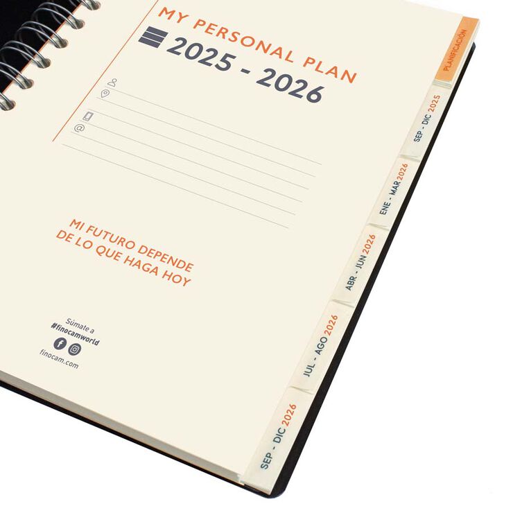 Agenda Finocam 16 meses Tempus 1/4 sem/vista vertical cas 2025-26 azul