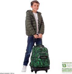 Mochila con ruedas Totto Renglones Jhony Jungle