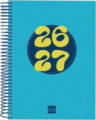 Agenda Escolar Cool | 1/4 Dia per P&agrave;gina, Castell&agrave; (2026-2027) &ndash; Blau