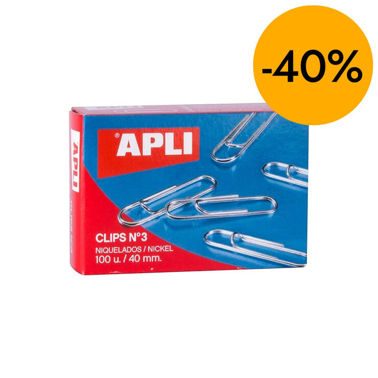 Clips niquelados Apli No.3 100u
