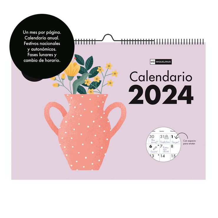 Calendari paret MiquelRius A3 2024 cast Jarrones