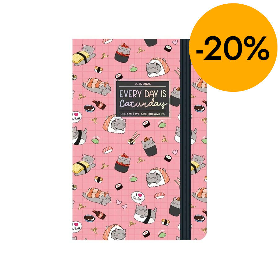 Agenda Legami 16 mesos Medium Foto setm/vista multiling&uuml;e 2025-26 Sushi