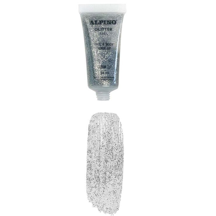 Maquillaje Gel Brillante metálico Glitter Alpino plata