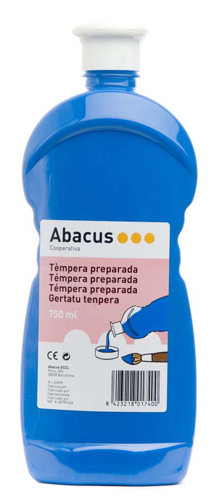 Tèmpera preparada Abacus 750ml blau cian