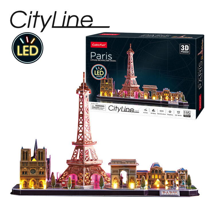 Puzle 3D 115 piezas Cubic Fun City Line Led: Paris