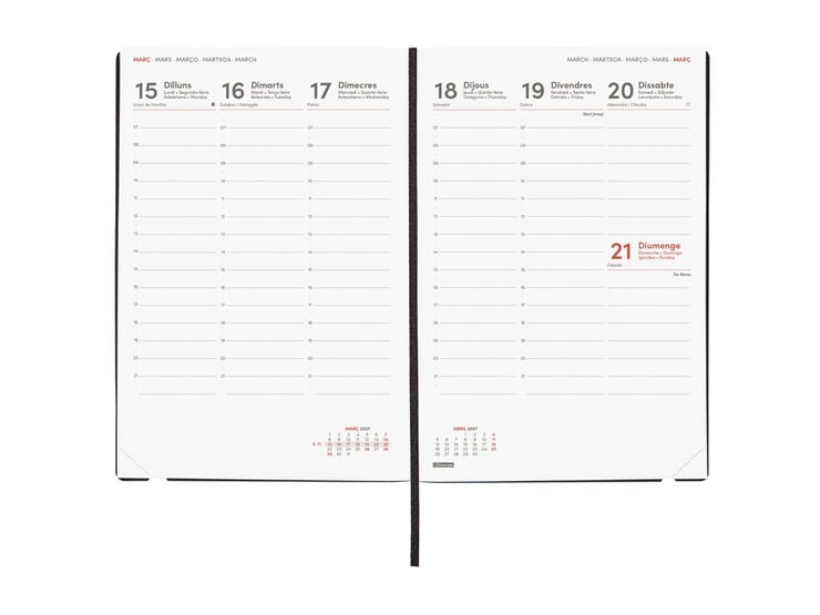 Agenda Finocam Mara Semana Vista Vertical 2027 Catal&aacute;n Verde