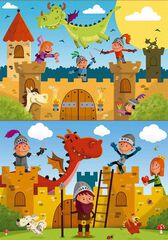 Puzle 2x48 piezas Dragones y caballeros