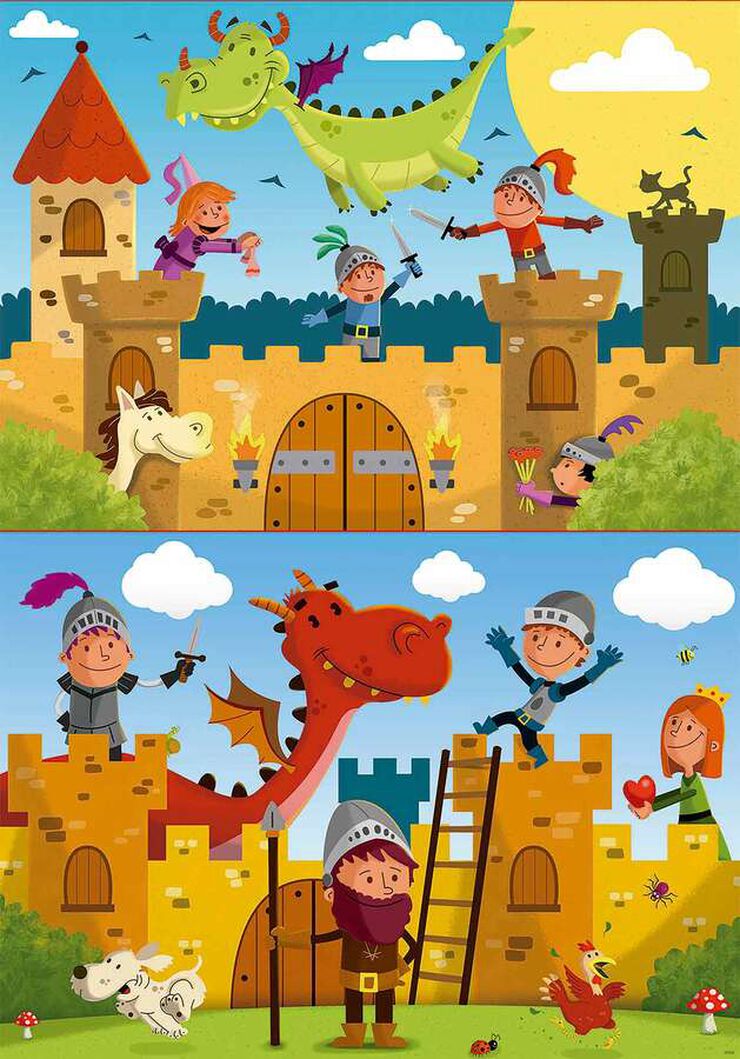 Puzle 2x48 piezas Dragones y caballeros Puzle 2x48 piezas Dragones y caballeros