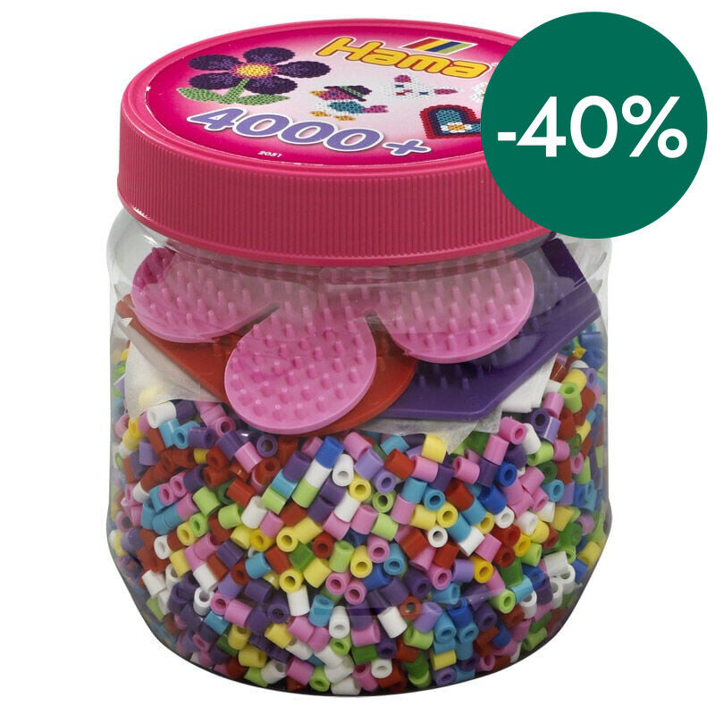 Cuentas Hama con 3 bases bote rosa 400u