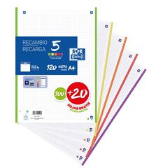 Recambio Notebook 5 A4 120H 5X5 Oxford Colors Vivos