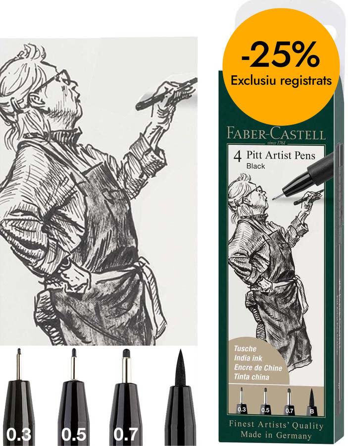 Rotuladores Fineliner Faber-Castell Pitt negro 4u