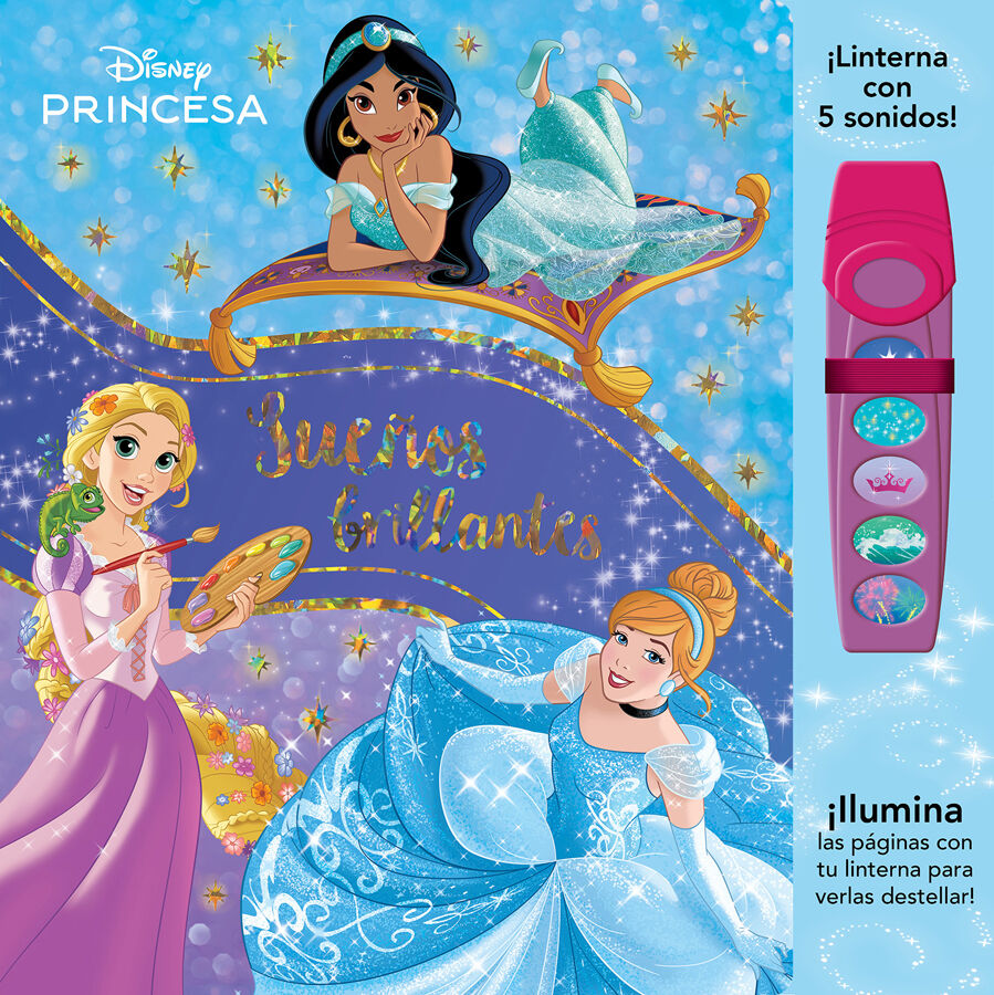 Disney Princesa: Jasm&iacute;n, Moana, Rapunzel y &iexcl;m&aacute;s! Sue&ntilde;os brillantes Libro interactivo y linterna con 5 sonidos PI Kids