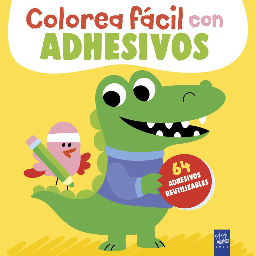 Colorea f&aacute;cil con adhesivos. Cocodrilo
