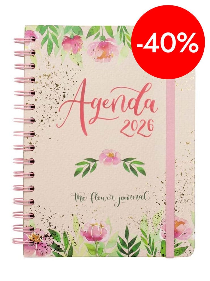 Agenda Finocam The Flower Journal E10 sem/vista horizontal cas 2026 rosa
