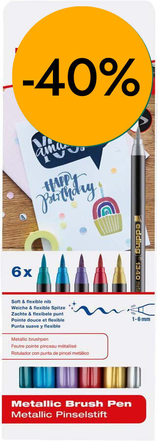 Rotuladores Edding Brush Pen 1340 metal 6 colores