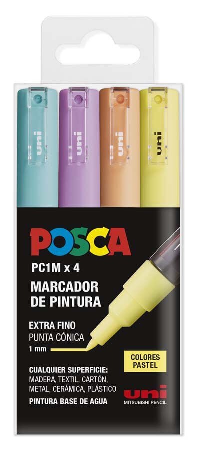 Rotuladores Posca PC-1M pastel 4 colores