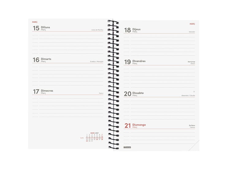 Agenda Finocam Year Semana Vista Horizontal 2027 Catal&aacute;n Negro