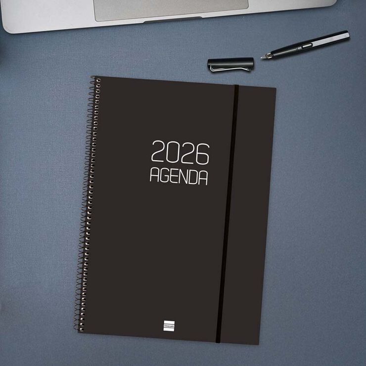 Agenda Finocam Opaque E40 sem/vista vertical cas 2026 negro