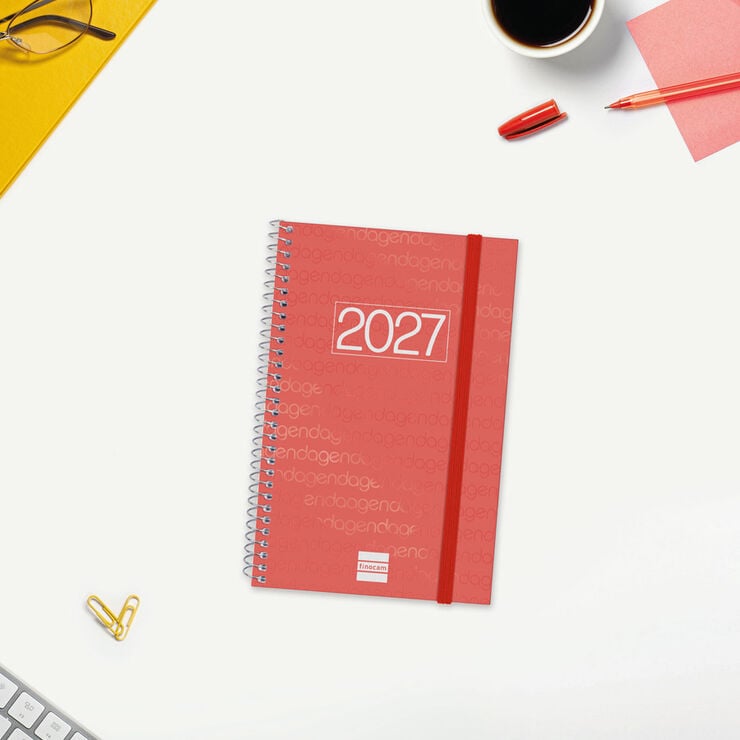 Agenda Finocam Year Semana Vista Horizontal 2027 Catal&aacute;n Rojo