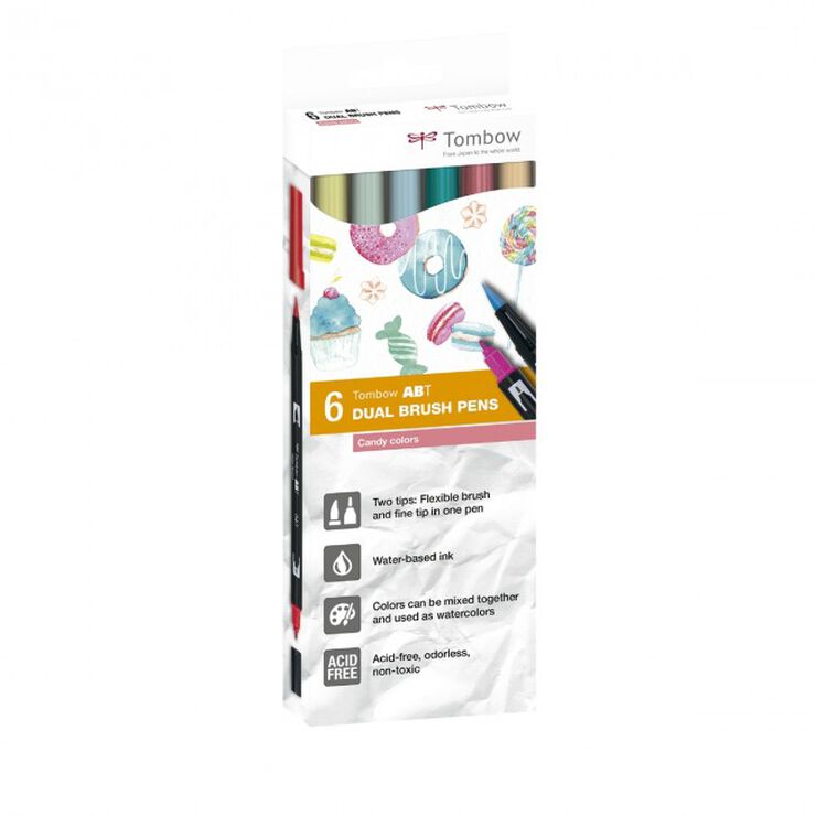 Rotuladores Tombow Candy Dual Brush 6 colores