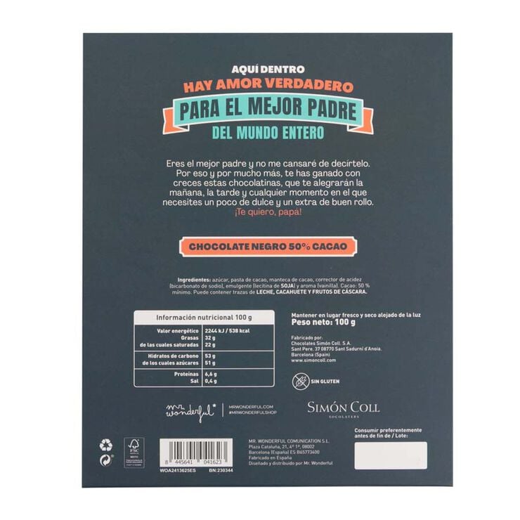 Libro de chocolatinas Mr. Wonderful Papá 20 mil razones…