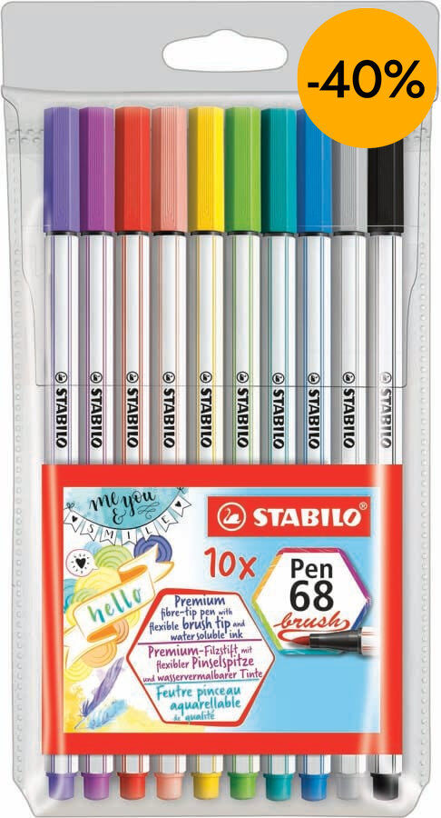 Rotuladores Stabilo Pen68 Brush 10 colores