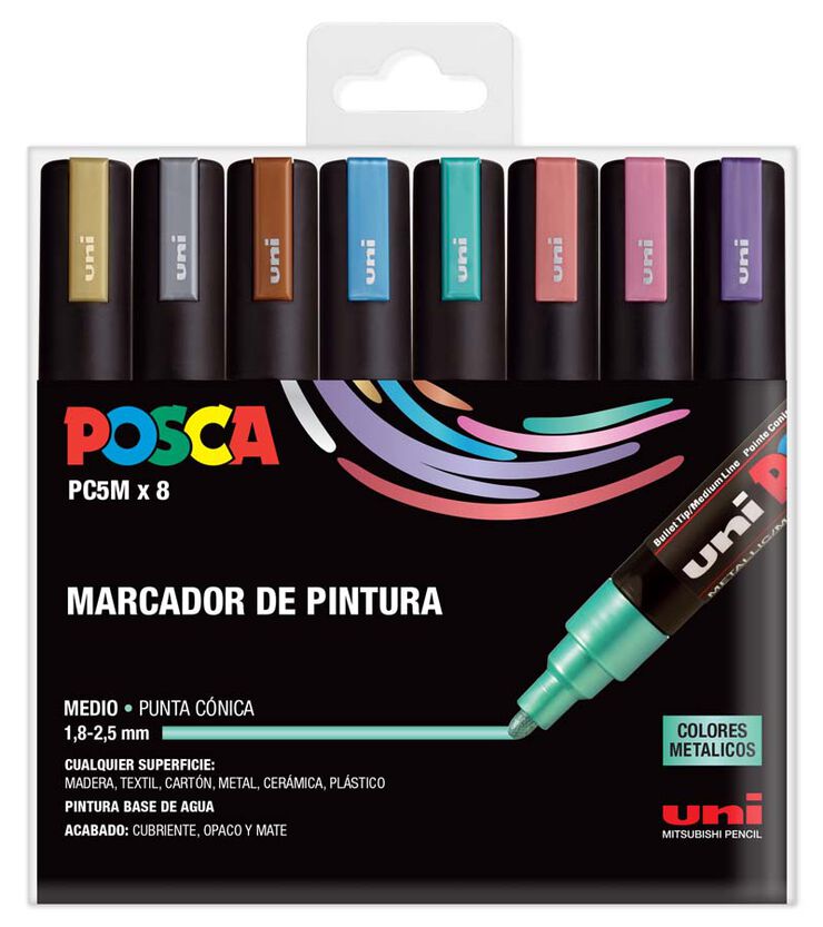 Rotuladores Posca PC-5M metal 8 colores