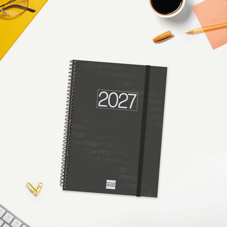 Agenda Finocam Year Semana Vista Vertical 2027 Catal&aacute;n Negro