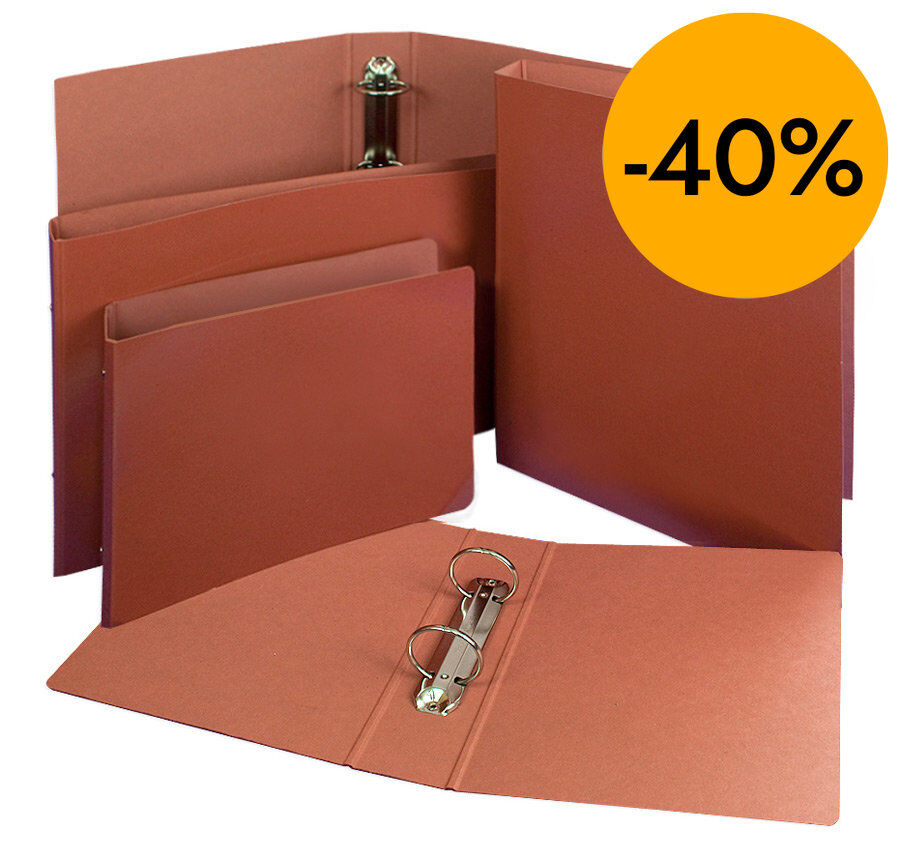 Carpeta cart&oacute;n apaisada Folio 2 anillas Soldaplastic marr&oacute;n