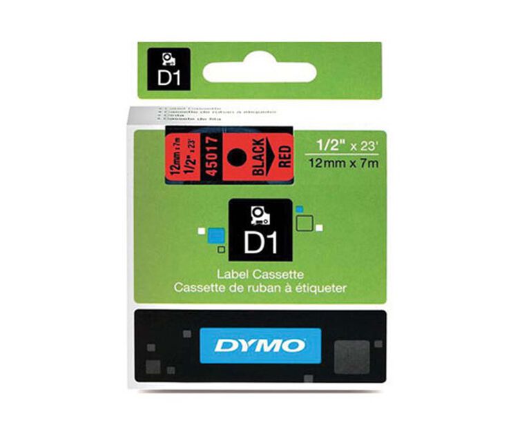 Cinta Dymo 12mm rojo/negro