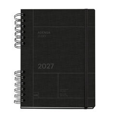 Agenda Miquelrius Plus Wire-O Dia P&agrave;gina Multiling&uuml;e 2027 Negre
