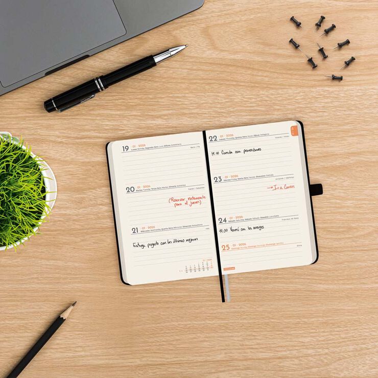 Agenda Finocam Textura M2 sem/vista horizontal cas 2026 negro