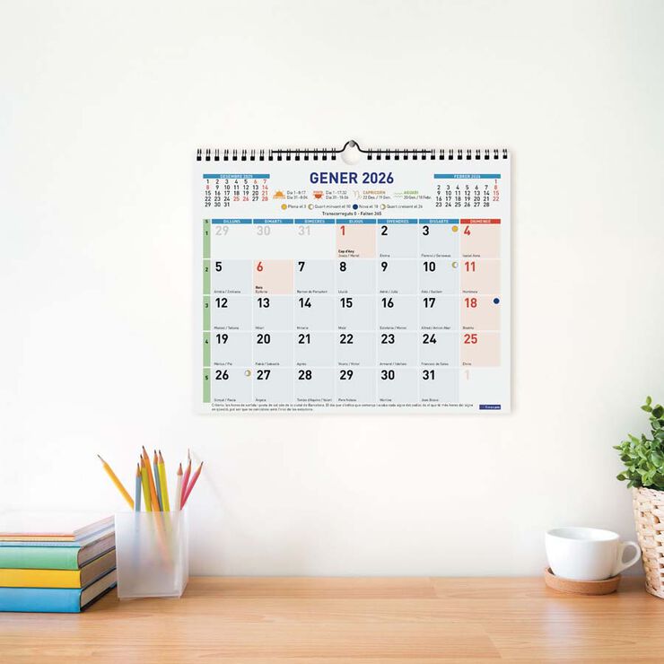 Calendario pared Finocam Color Escribir M 30x24 2026 catalán