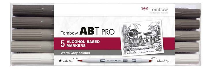 Retolador Tombow Abt Pro Dula Brush grisos c&agrave;lids 5 colors