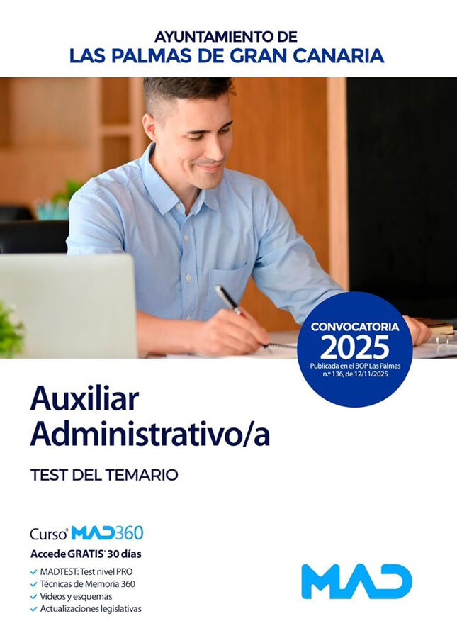 Auxiliar Administrativo/a del Ayuntamiento de Las Palmas de Gran Canaria. Test del temario