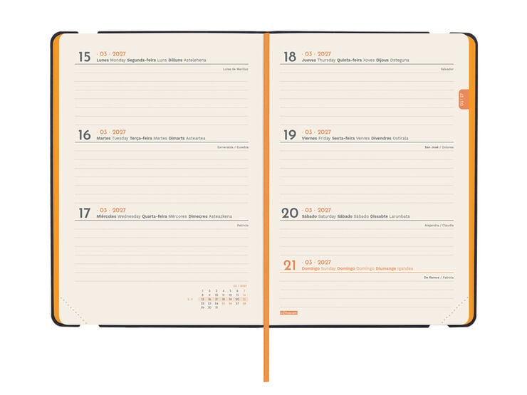Agenda Finocam Flex Llisa Setmana Vista Horitzontal 2027 Castell&agrave; Blau