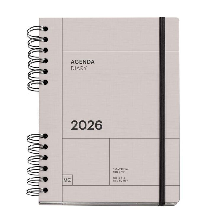 Agenda Miquelrius Plus W-O día/pág mult 2026 Basic gris