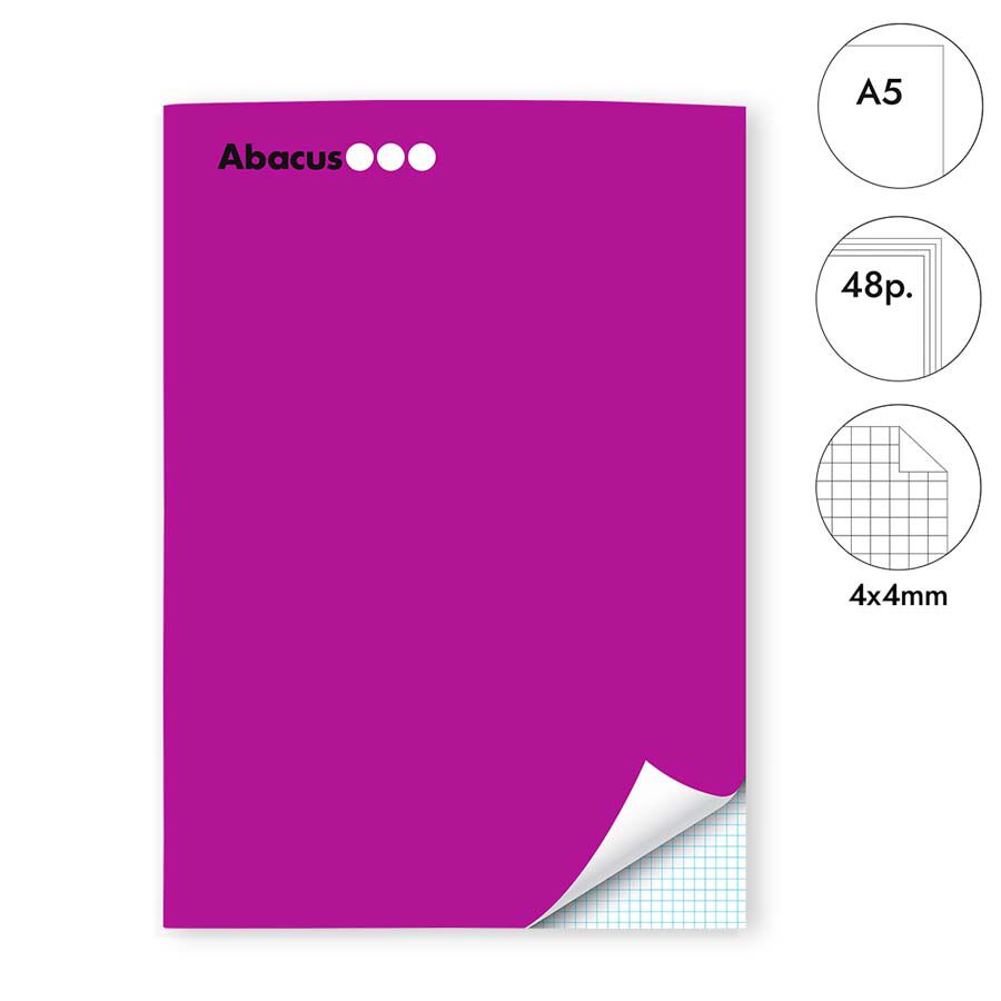 Libreta grapada Abacus A5 48 hojas 4x4mm lila