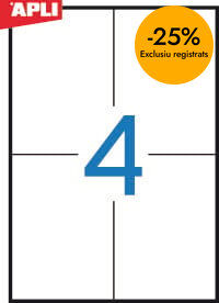 Etiquetes adhesives A4 Apli 105x148mm 100 fulls