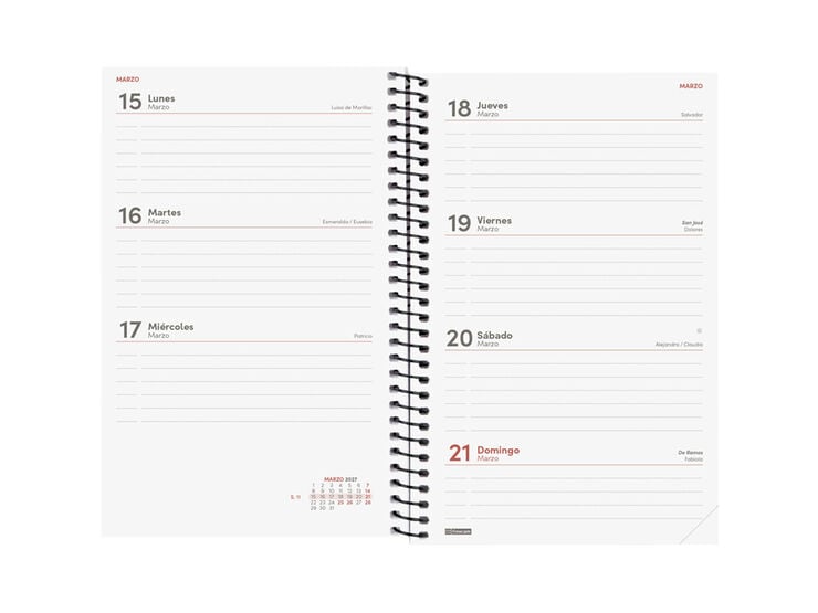 Agenda Finocam Year Setmana Vista Horitzontal 2027 Castell&agrave; Negre