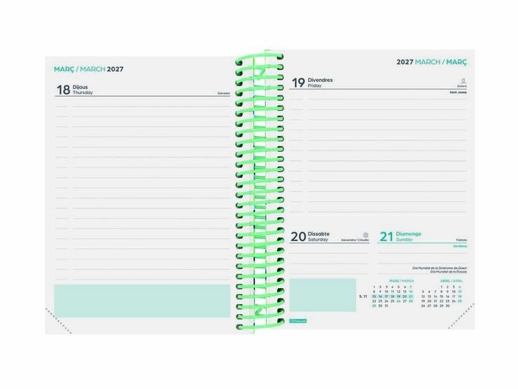 Agenda Escolar Finocam Diva 1/8 D&iacute;a/P&aacute;gina Catal&aacute;n 2026-27 Selva
