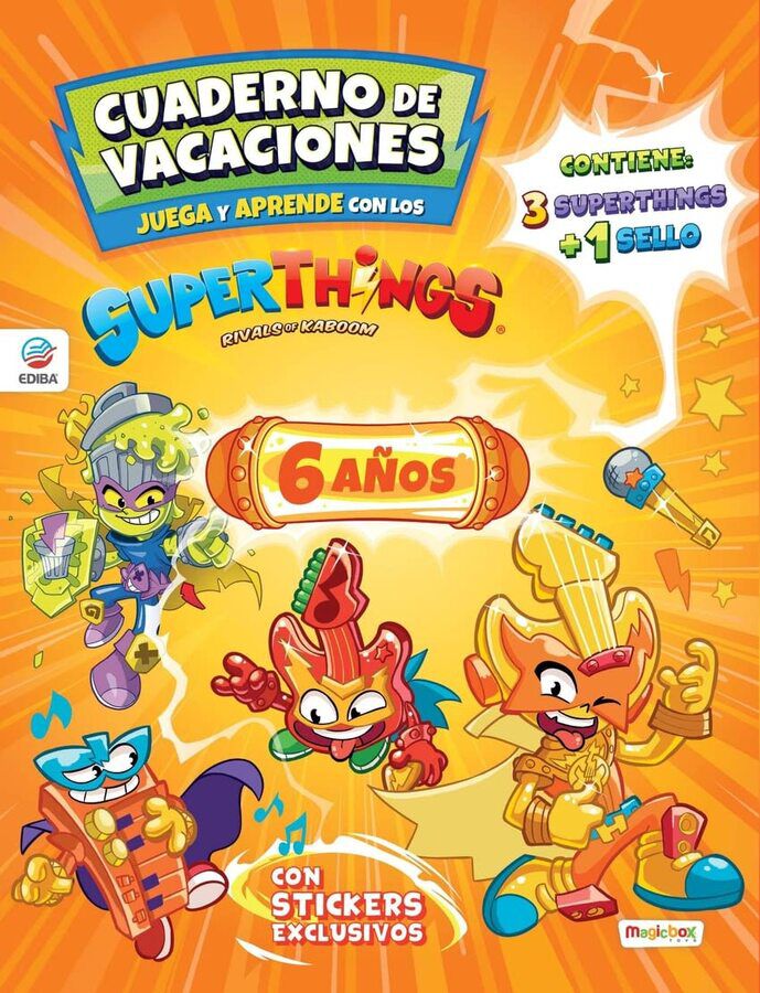 Cuaderno de Vacaciones juega y aprende Superthings Guardians of Kazoom para 6 a&ntilde;os