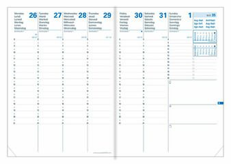 Agenda 16 mesos Quo Vadis Everest 21x27cm setm/vista mult 2025-26 blau