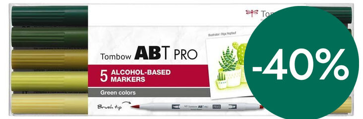 Rotulador Tombow Abt Pro Dual Brush verdes 5 colores
