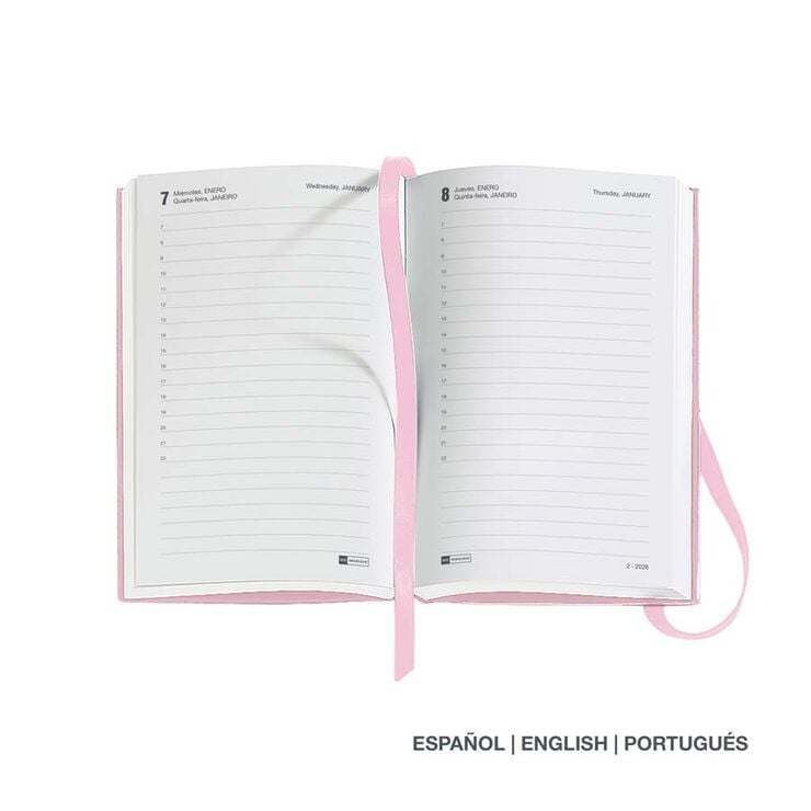 Agenda Miquelrius Passport 9x14 día/pág mult 2026 Chester rosa