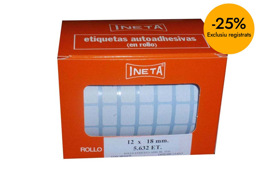 Rollo de Etiquetas adhesivas Ineta 12x18mm blanco
