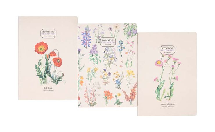 Pack 3 Cuadernos A5 Kokonote Botanical Wild Flowers